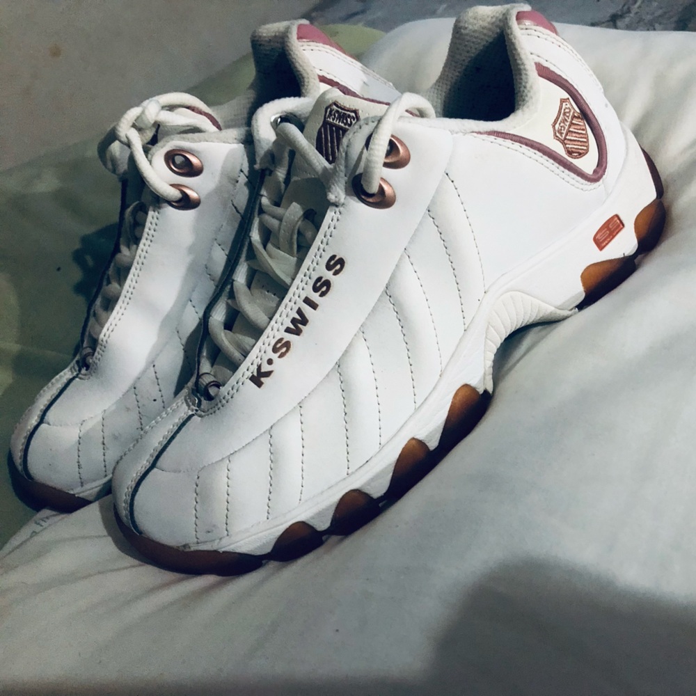 K-Swiss White and Brown Athletkswiss